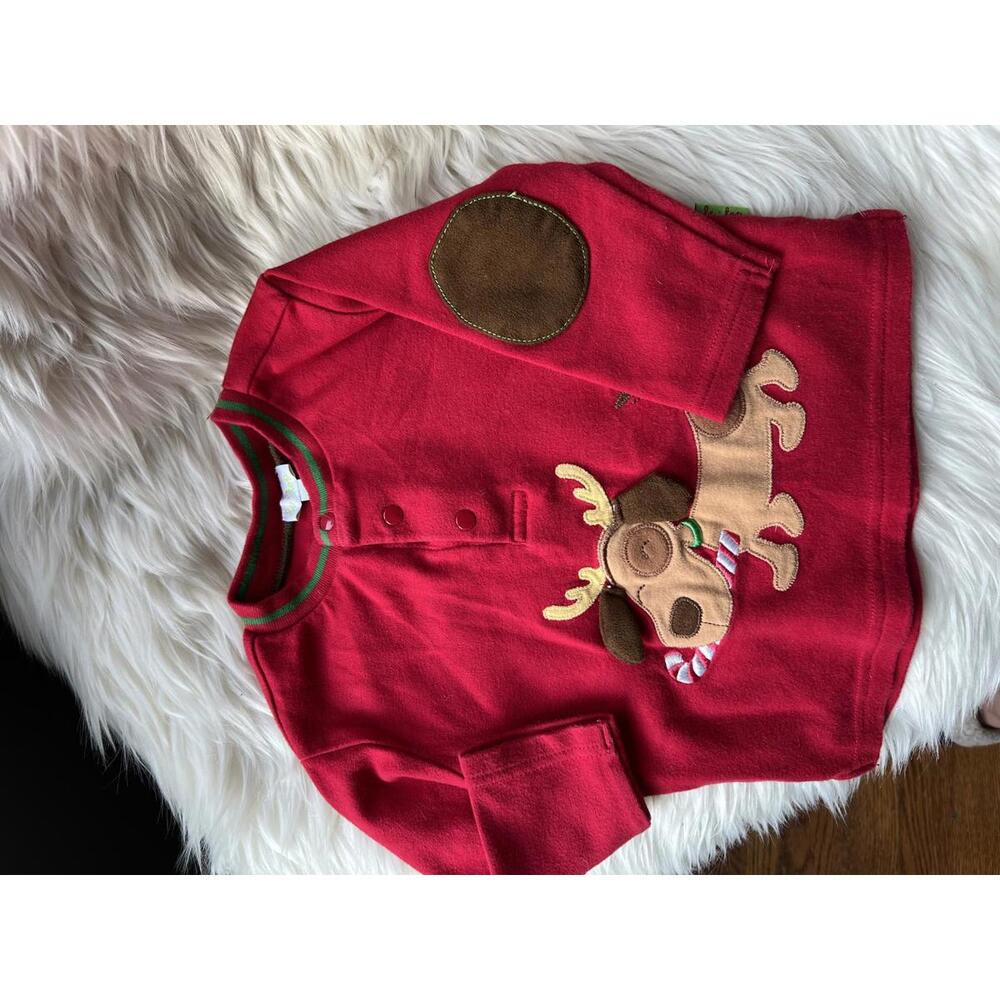 Le Top Red Long Sleeve Holiday Dog Tee for Kids